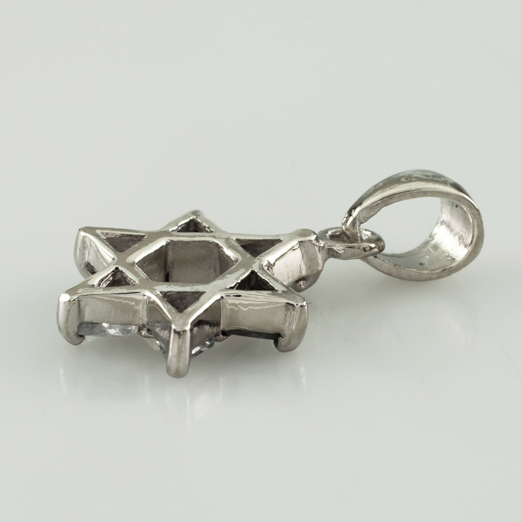 Sterling Silver Star of David Pendant w/ Crystal Accents