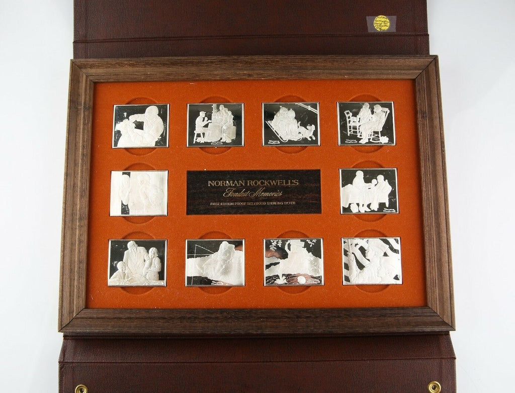 1973 Norman Rockwell Fondest Memories 10x .925 Silver Bars 1st Edition Proof Set