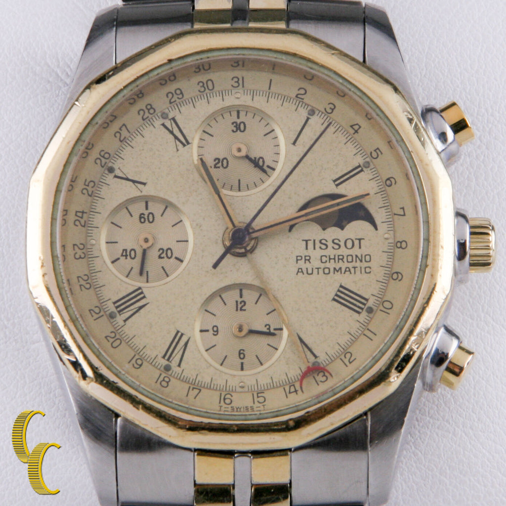 Tissot Two Tone PR 100 Automatic Chronograph Moonphase Watch Valjoux 7750 C451