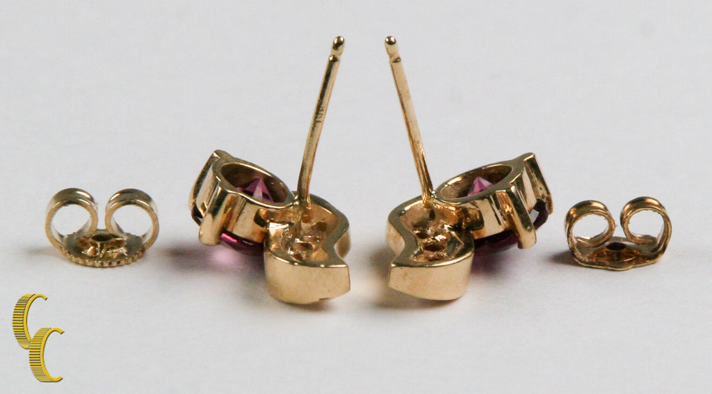 Women's 14K Yellow Gold Pink Tourmaline (2.0 cts) & Diamond Earrings
