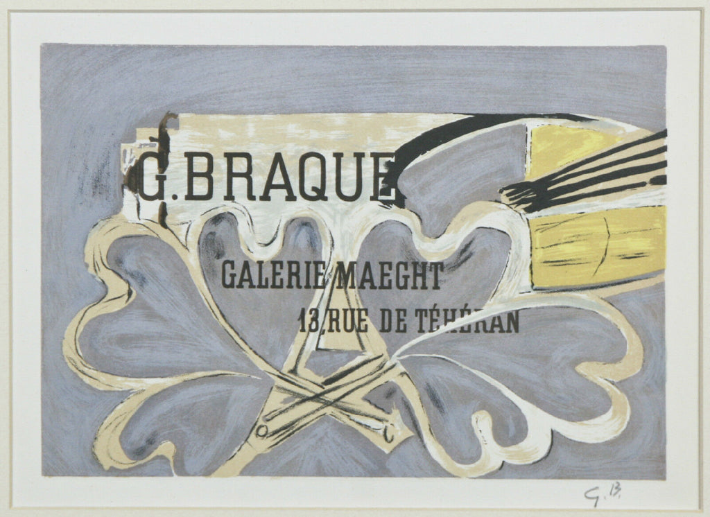 "Galerie Maeght 1952" by Georges Braque Signed Lithograph 6 1/2"x9"