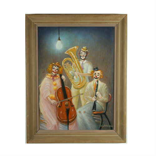 "Our Special Time Together" (3 Clowns) By Anthony Sidoni Signed Oil on Board