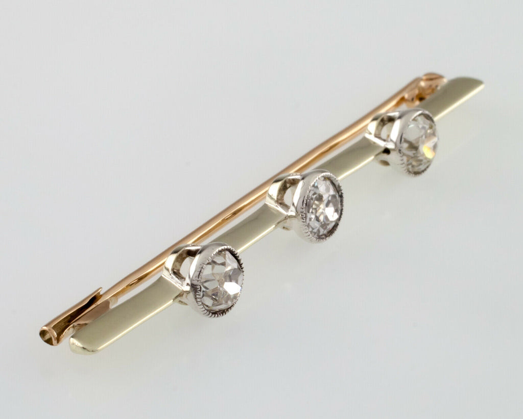 Gorgeous Gold Old Miner's Cut Diamond Brooch TCW = 0.75 ct