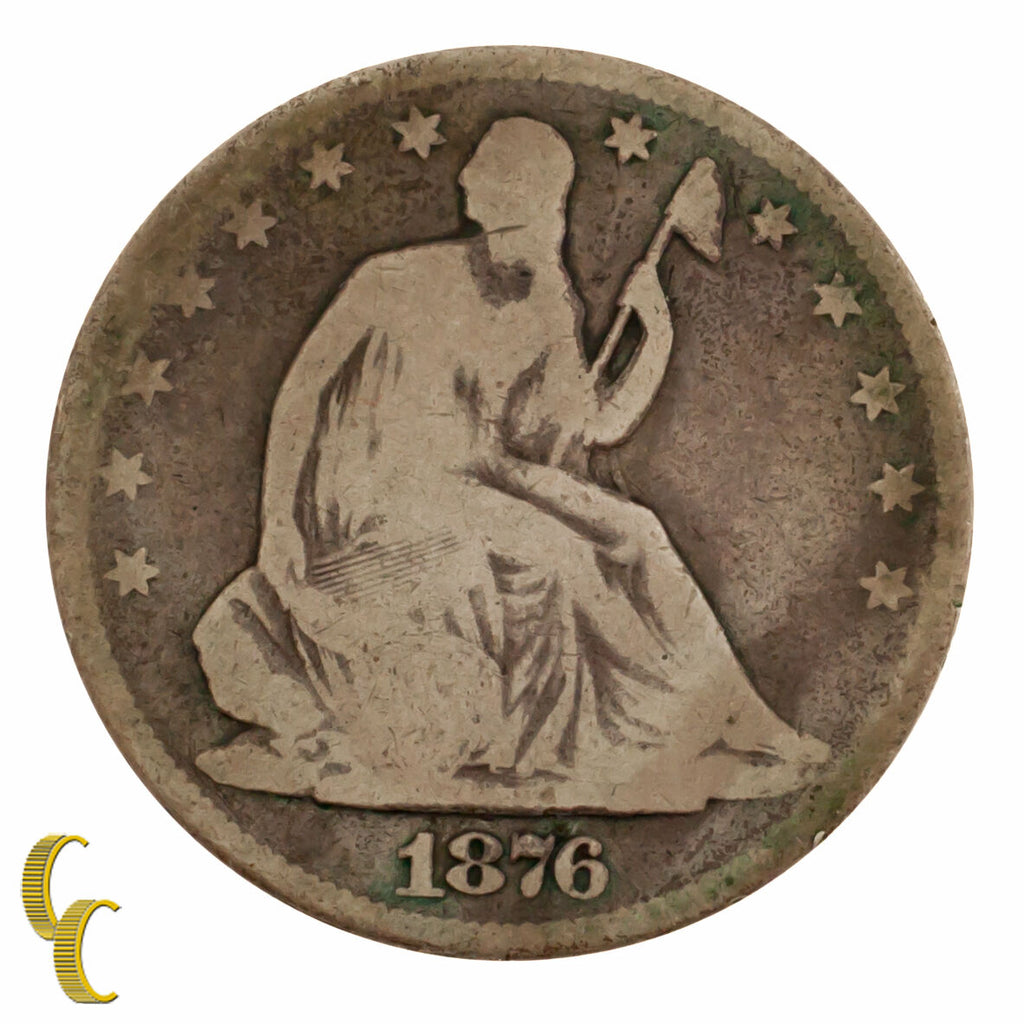 1876 Silver Seated Liberty Half Dollar 50C (Good, G Condition)