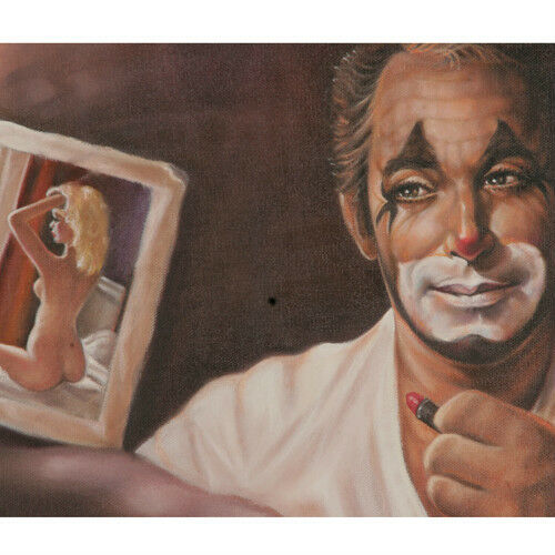 Untitled (Clown Applying Makeup) By Anthony Sidoni Oil on Canvas 24"x24"