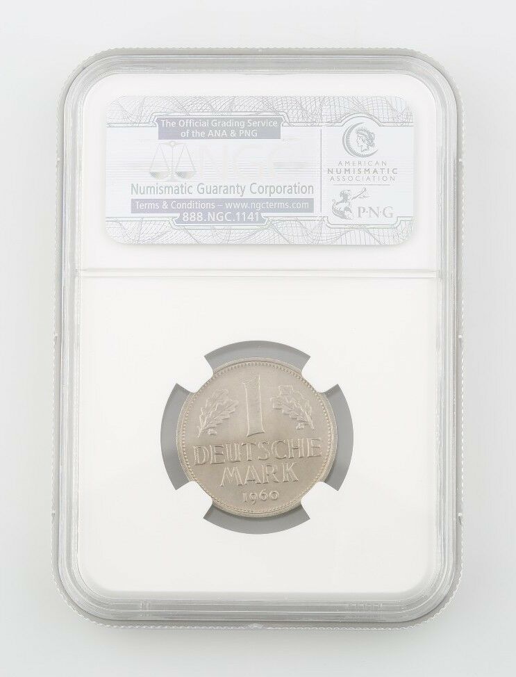 1960-F West Germany Federal Republic 1 Mark Coin Slabbed MS-65 NGC KM 110 Mint