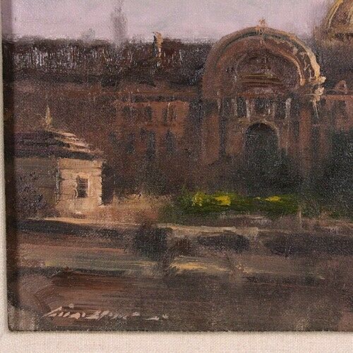 Richard Fillhouer "Paris Dome" Oil on Board Signed & Inscribed on Reverse