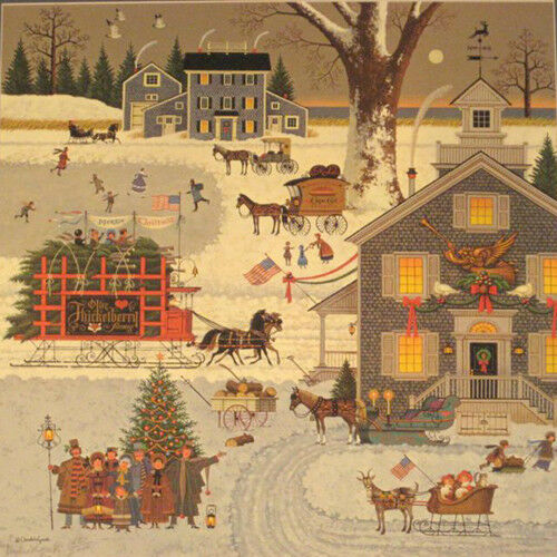 "Cape Cod Christmas" By Charles Wysocki Signed Lithograph 15 1/2"x15 1/2"
