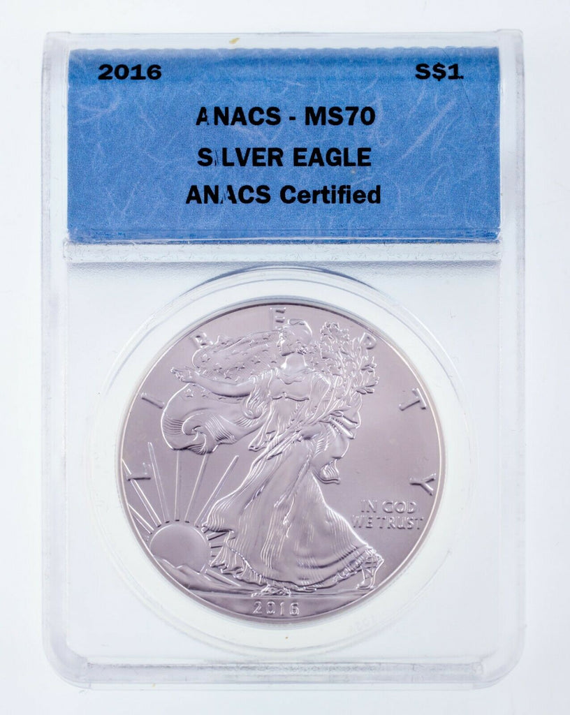 2016 American Silver Eagle Graded by ANACS as MS70