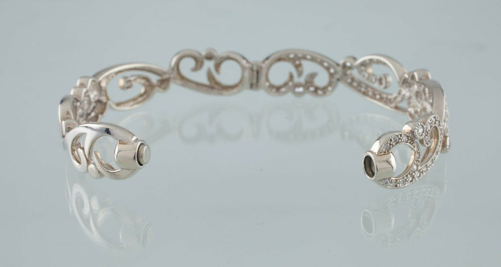 Gorgeous Sterling Silver Floral CZ Bangle Bracelet by Joseph Esposito