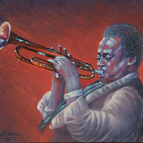 "Miles Davis" By Anthony Sidoni 2001 Signed Oil Painting 15 1/2"x18"