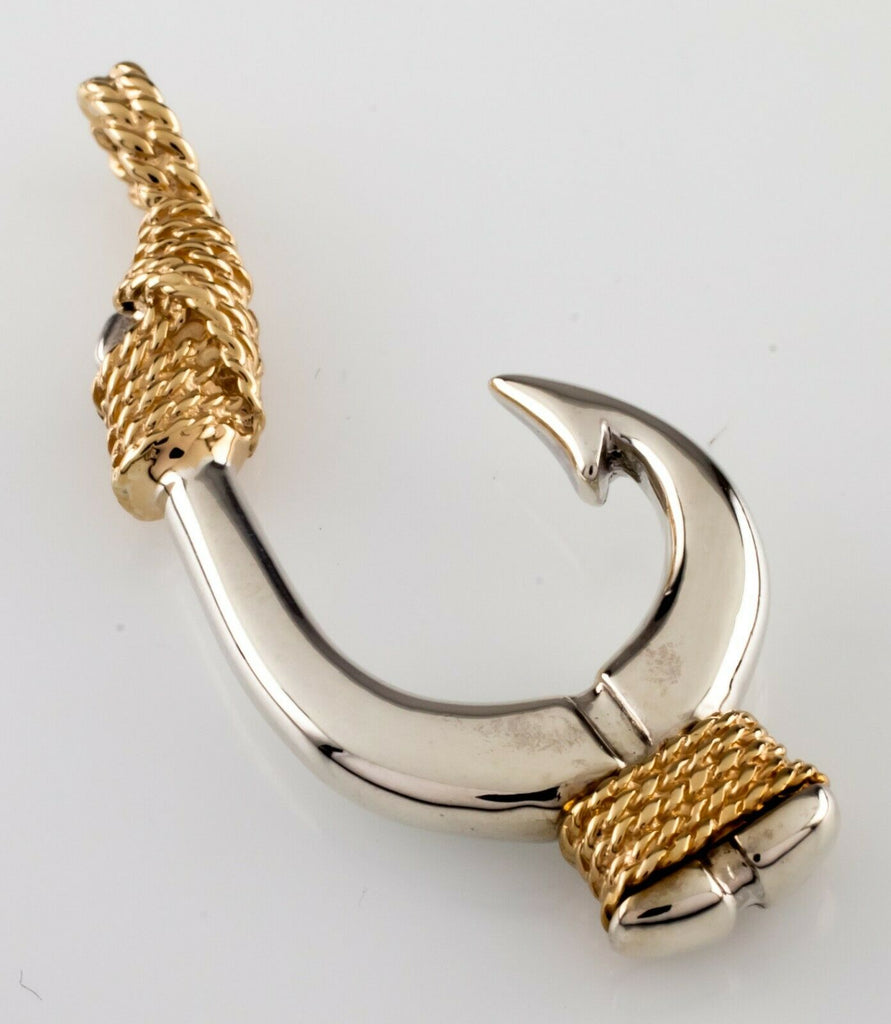 Kabana Sterling Silver and 14k Yellow Gold Fishhook Pendant Gorgeous!