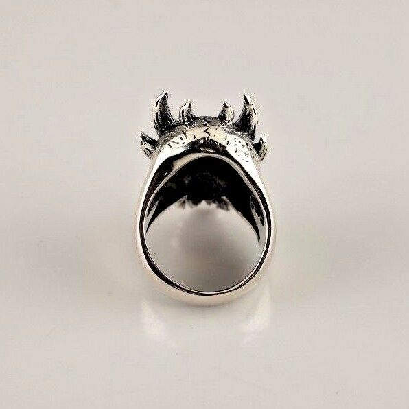 LARGE STERLING .925 SILVER SKULL WITH HORNS MEN'S FASHION RING