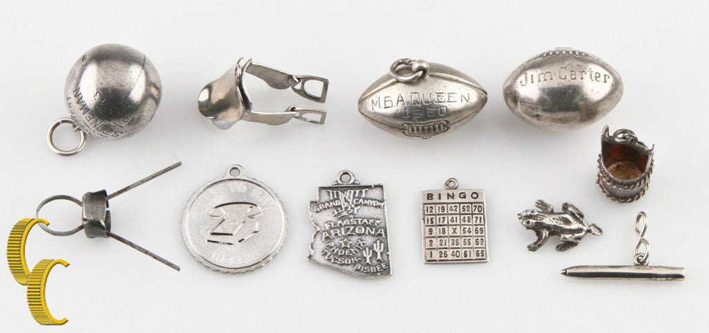 Baseball Football Frog Saddle Bingo Silver Charms Great Gift for Her!