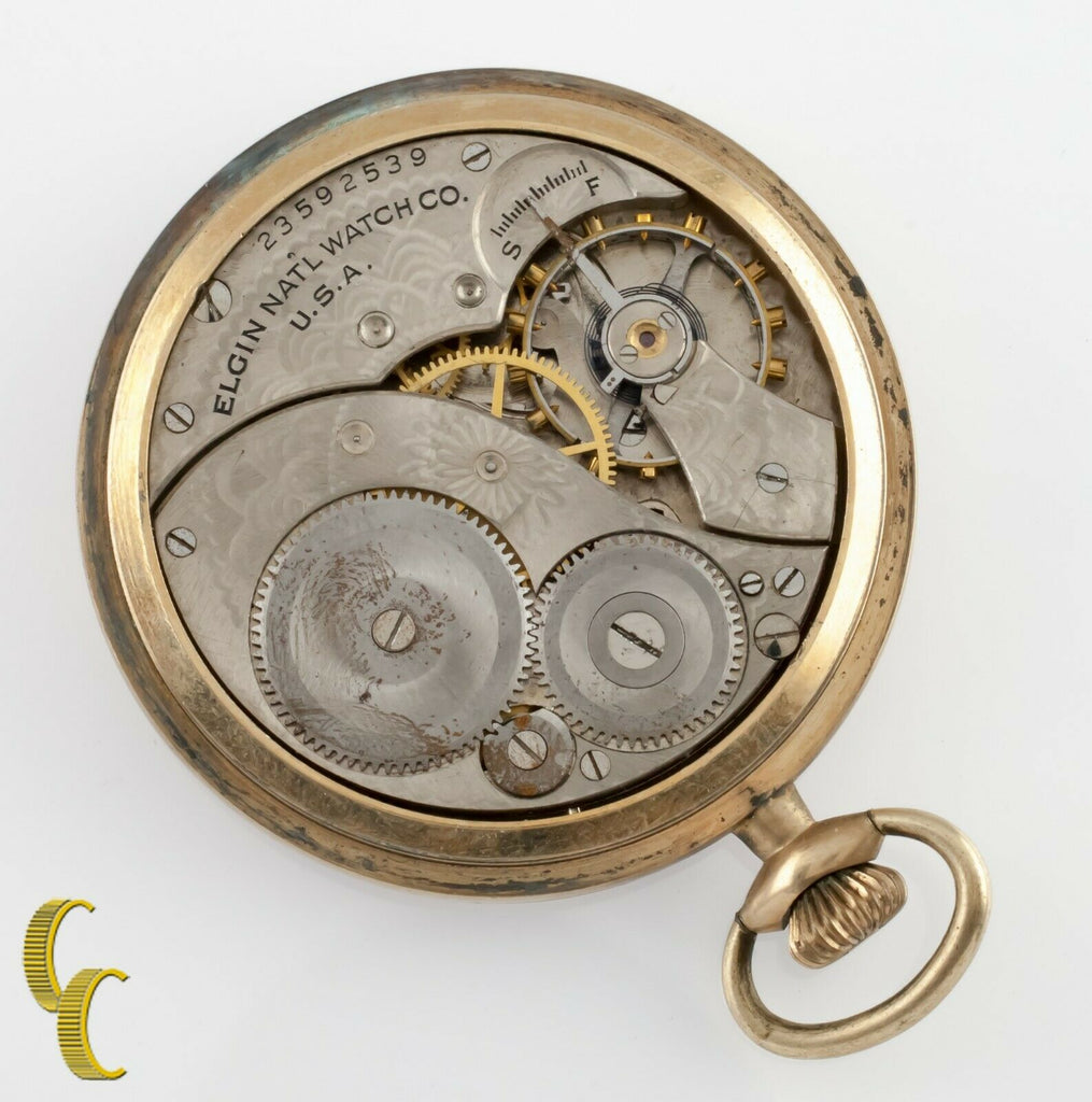 Elgin Antique Open Face Gold Filled Pocket Watch Gr 303 Size 12 7 Jewel