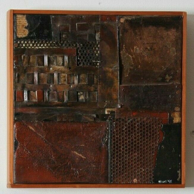 Mixed Media Collage by Father Bill Moore on Canvas 12 x 12 in Wood Frame