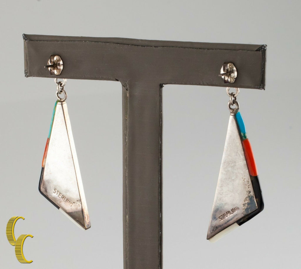 .925 Sterling SilverTurquoise/Coral/Mother Of pearl/ oynx  Earrings