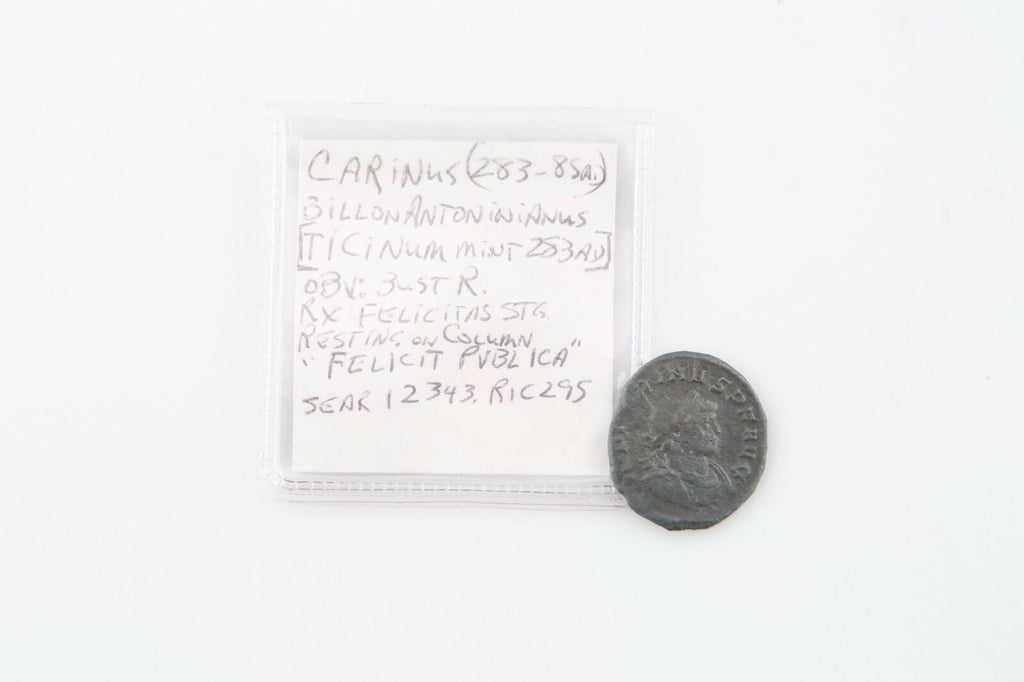 283 AD Imperial Roman Billon Antoninianus VF Carinus Ticinum Felicitas S#12343
