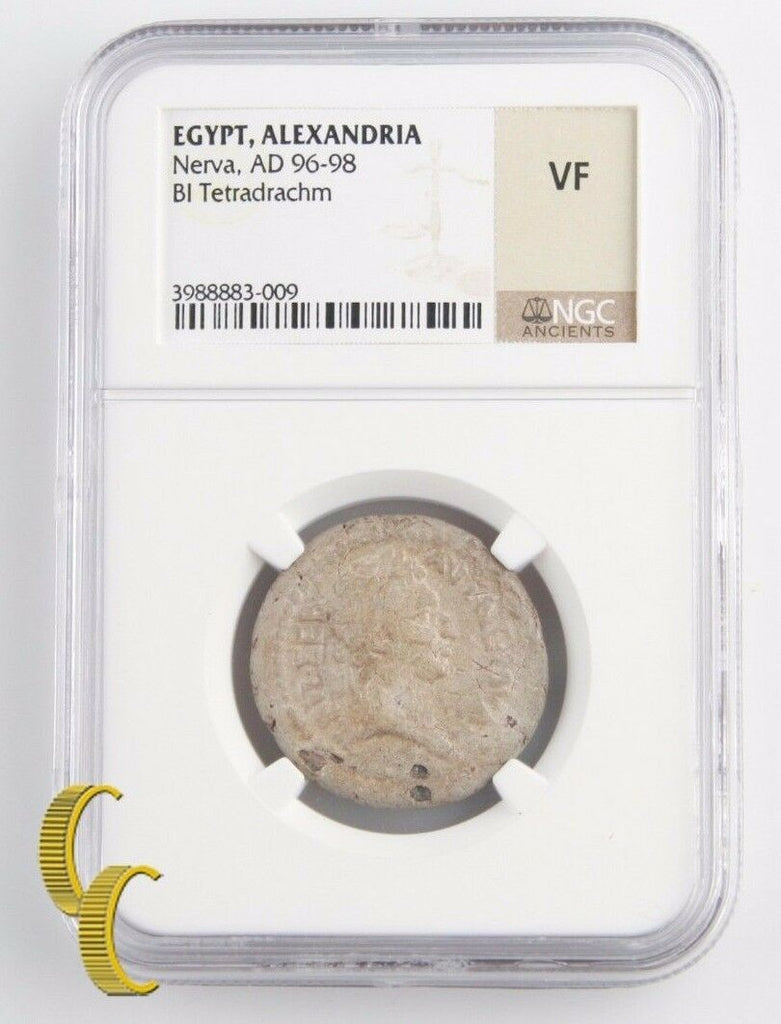 96-98 Nerva Billon Tetradrachm (VF NGC) Roman Egypt Alexandria Dikaiosyne Dike