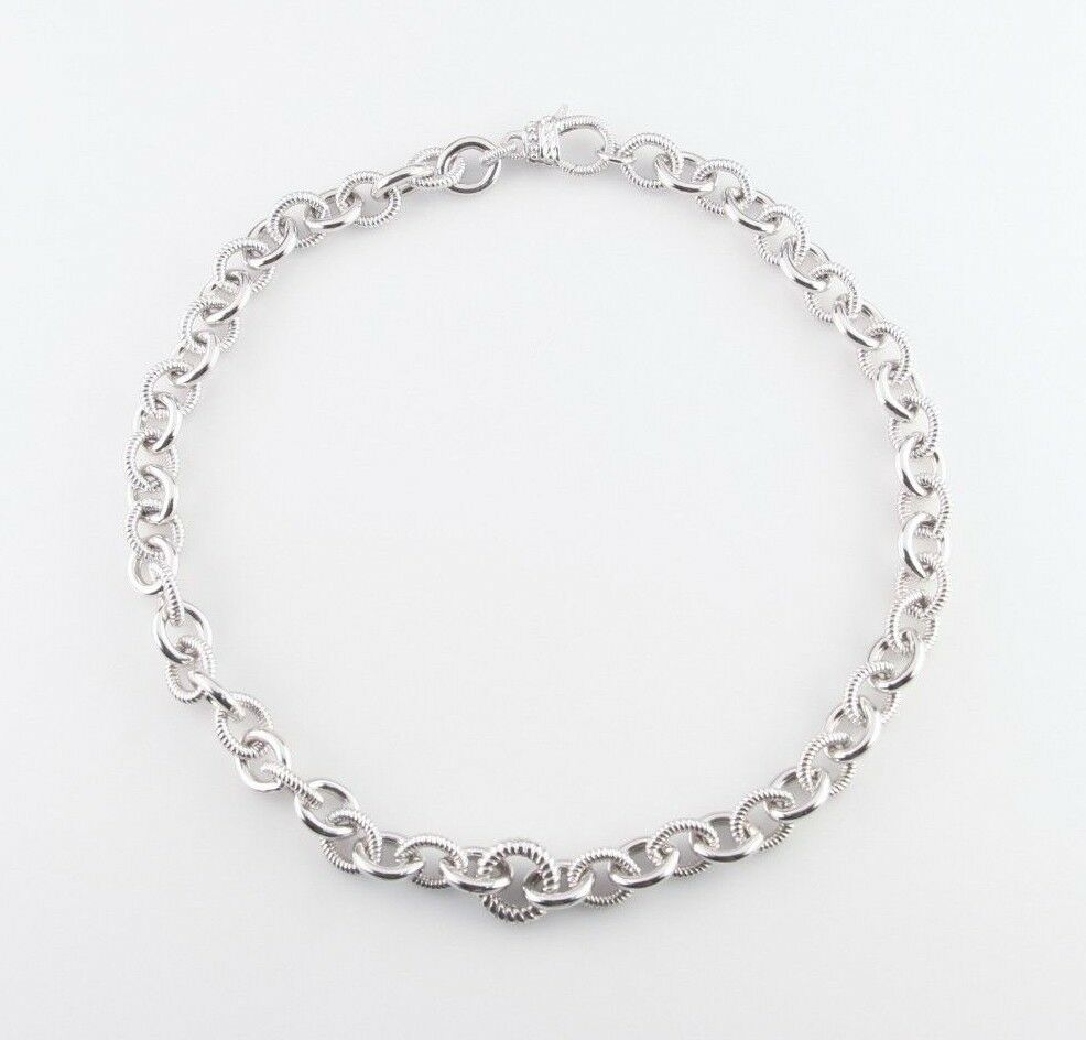 Judith Ripka Sterling Silver Rolo Chain Link Necklace 18.5" Great Condition!