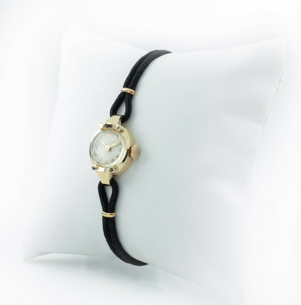Bulova 14k Yellow Gold Women's Hand-Winding Watch w/ Cord Bracelet