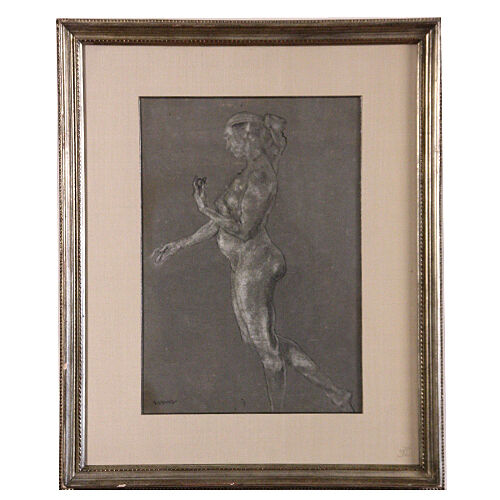 "Standing Nude #3011" by Arthur Bowen Davies Signed Pastel/Charcoal on Paper