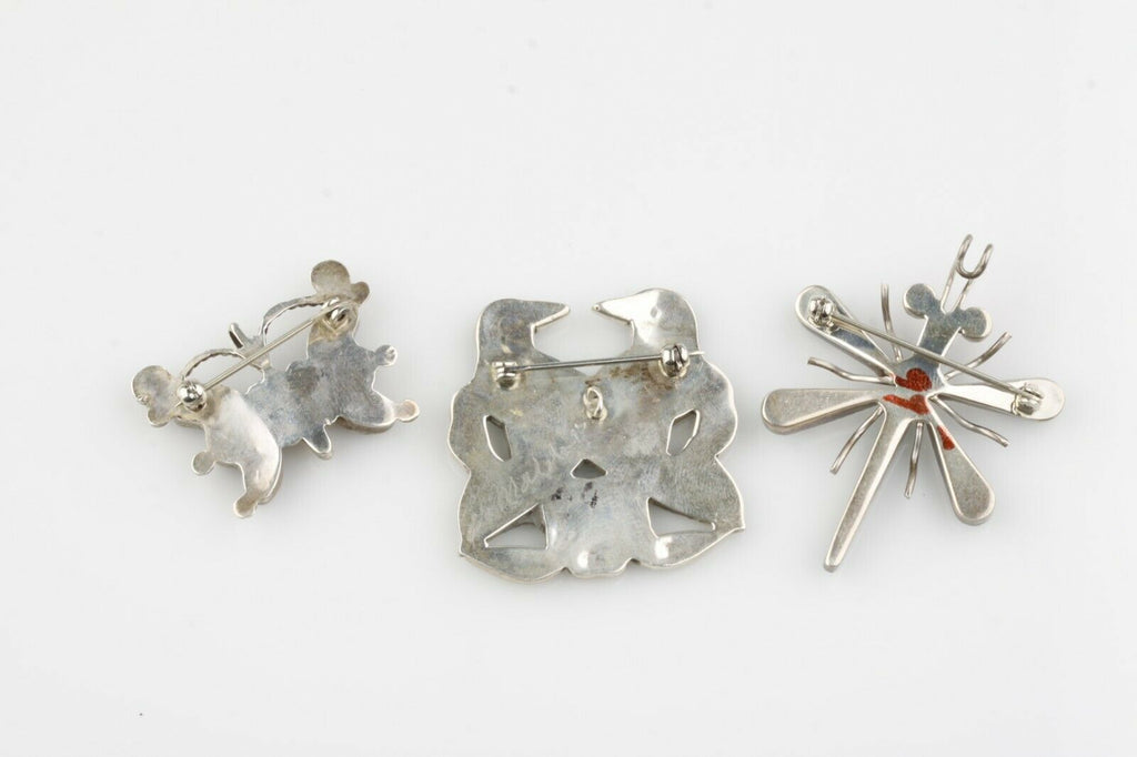 Three Vintage Sterling Silver Multi Gem Bird Dragonfly Butterfly Brooches