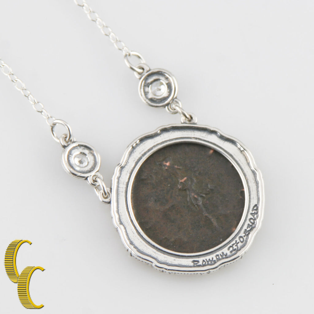 ROMAN COIN IN 2 TONE SILVER BEZEL NECKLACE