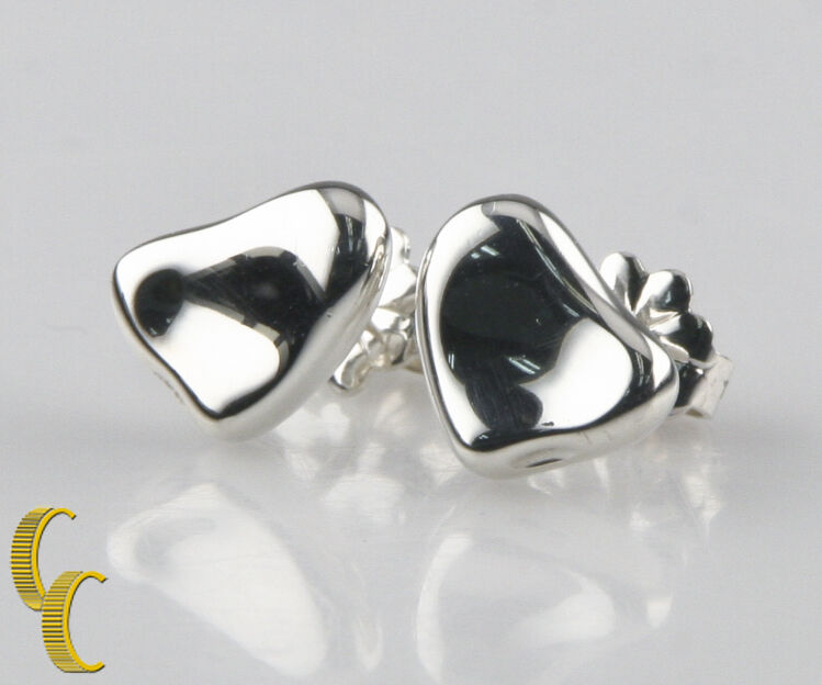 Tiffany & Co. Elsa Peretti Full Heart Pendant & Stud Earrings w/ Box & Pouch