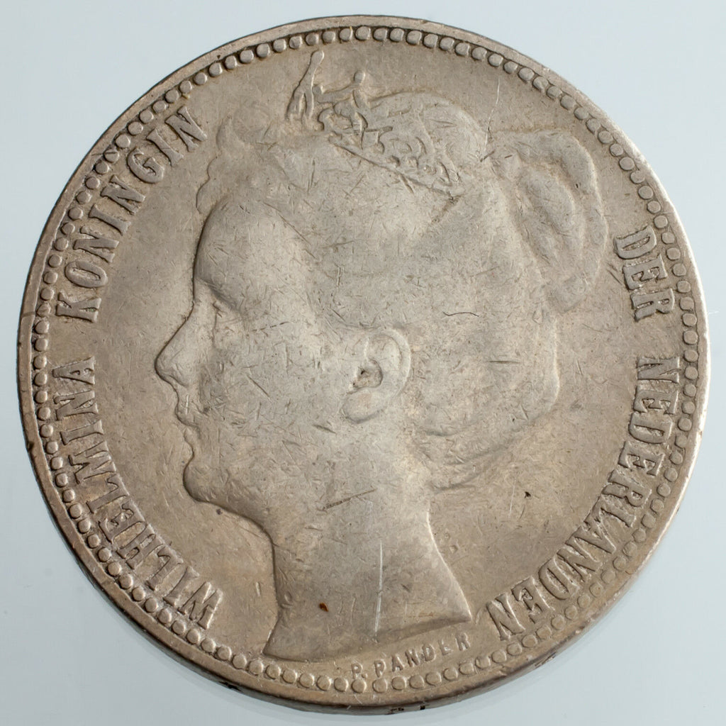 1901 Netherlands Gulden Silver Coin KM #122.1 VF Condition