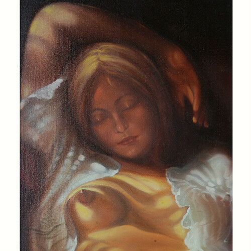 Untitled (Nude Woman Napping) By Anthony Sidoni Signed Oil on Canvas 36"x24"