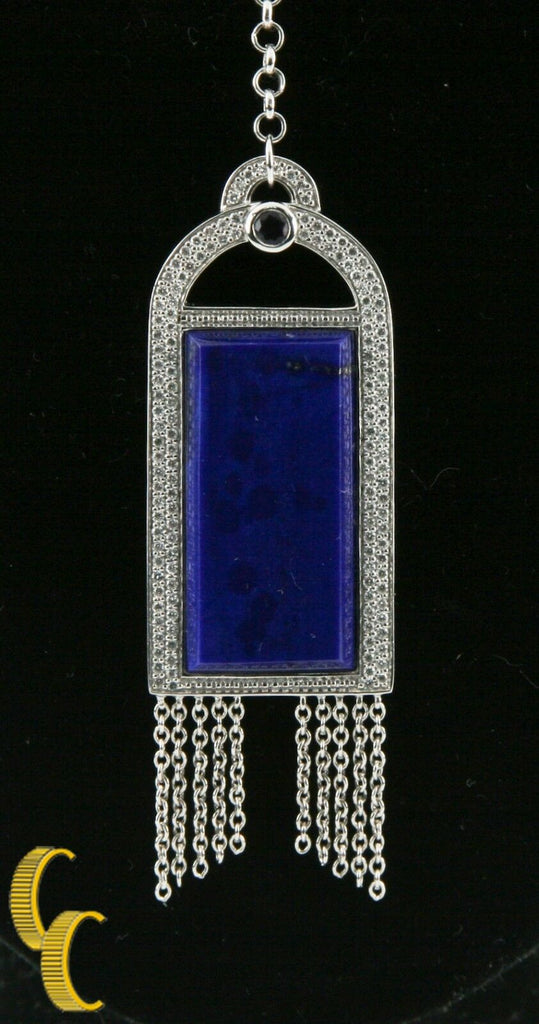 Badgley Mischka Lapis Lazuli Diamond Blue Iolite 18k White Gold Necklace