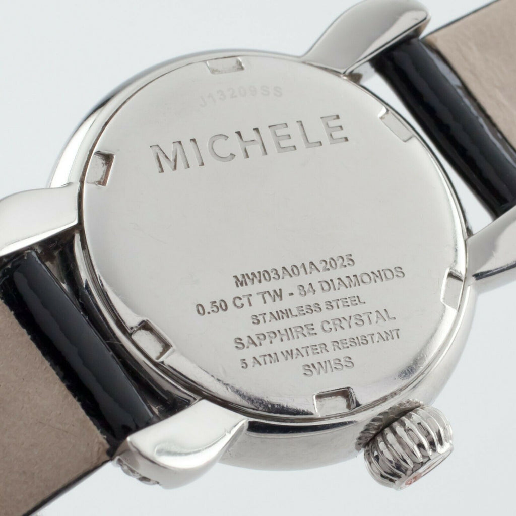 Michele Stainless Steel Diamond CSX Quartz Women's Watch w/ Leather Band