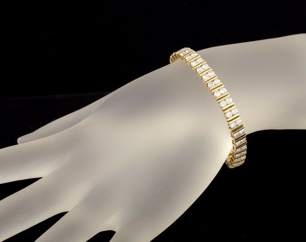14k Yellow Gold 6.58 Carat G / SI1 Diamond Tennis Bracelet