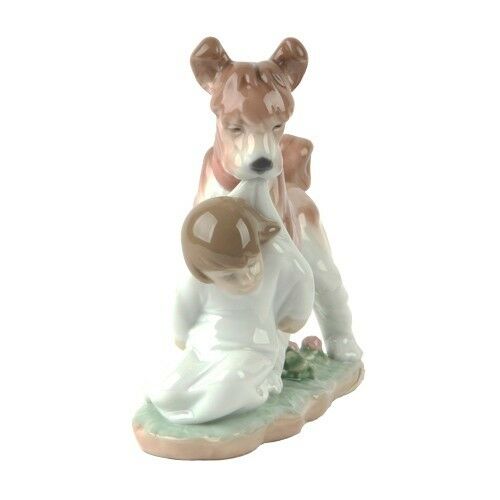 Lladro #6556 "Safe and Sound" Dog Guarding Young Boy Retired Piece!