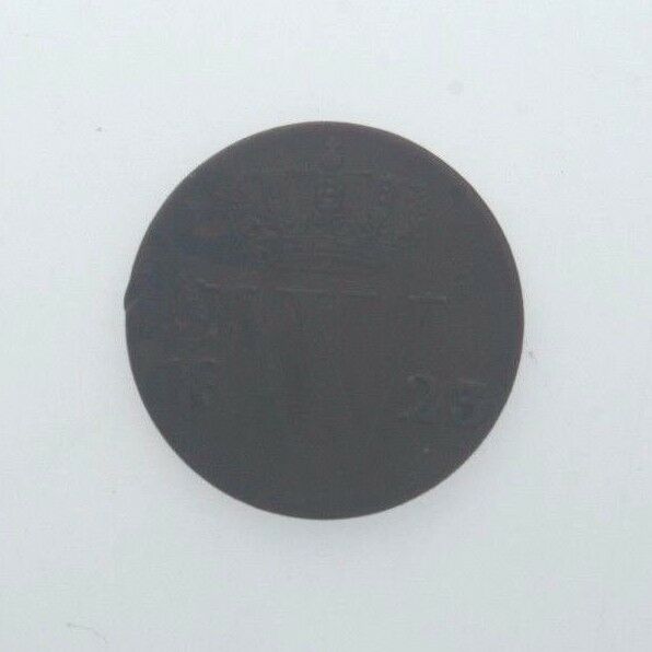 1823 Netherlands 1/2 Cent Coin (VF) Very Fine Condition