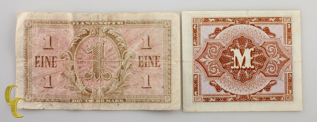 1944 Germany Post WWII Allied Military Currency (2) 1 Mark (VF+) Condition