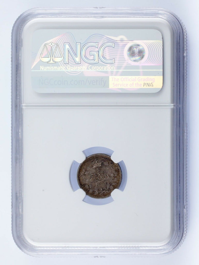1909 Canada 5C Maple Leaves Bow Tie Cross Graded by NGC as MS62