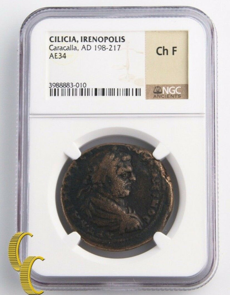 198-217 Caracalla AE34 Coin Irenopolis Cilicia (Ch-F NGC) Roman Province