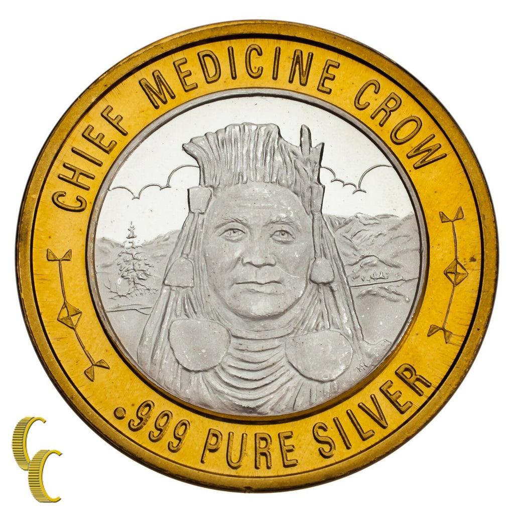 Chief Medicine Crow Native American Casino Gaming Token .999 Silver Limited Ed.