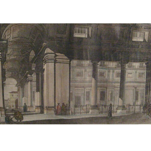 "Veduta dell'Interno Degli Uffizi de Firenze" Colored 19th Century Engraving
