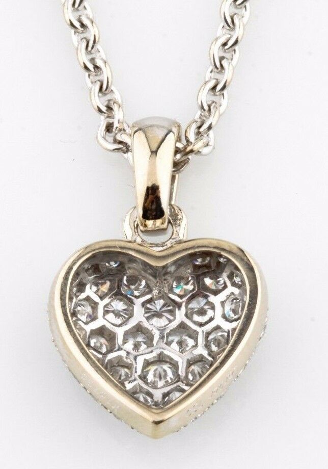 Cartier 18K White Gold Diamond Encrusted Pave Set Bubble Heart Pendant Necklace