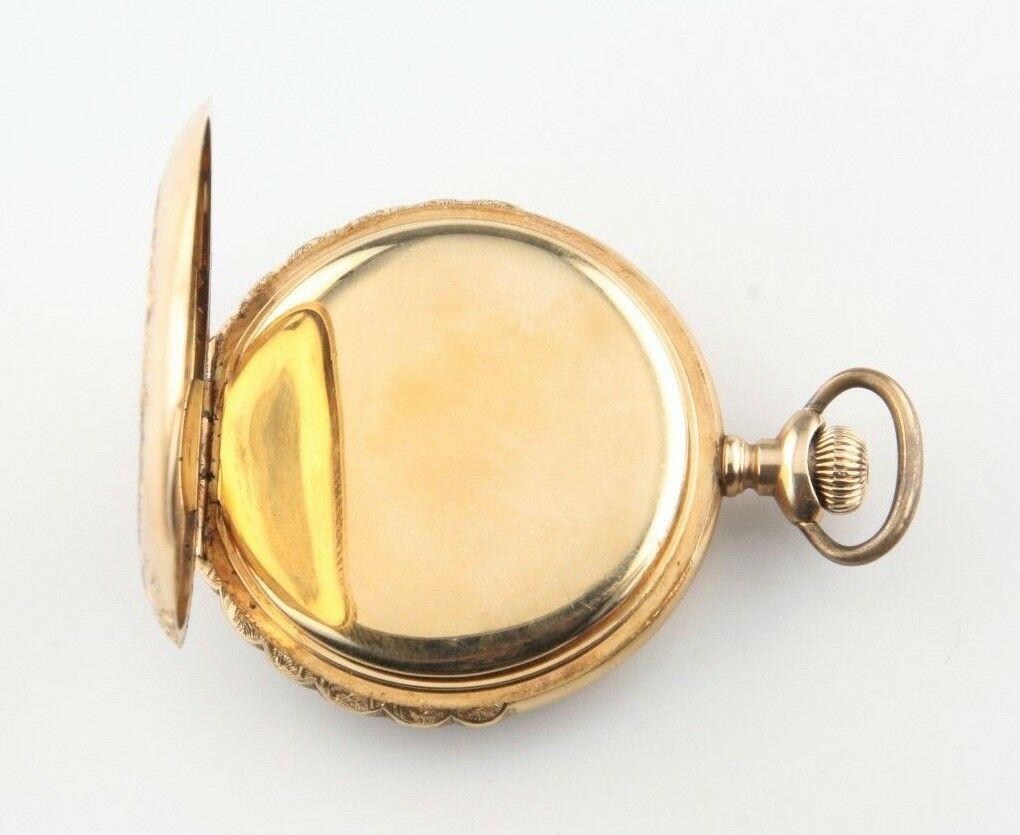 Elgin 14k Multi-color Gold 17-Jewel Antique Pocket Watch Size 16s Full Hunter
