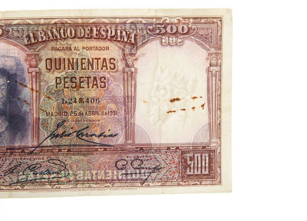 Spain Peseta Notes (Lot of 2) 1931 500 Peseta VG+ P#84 1928 1000 Peseta F+ P#78a