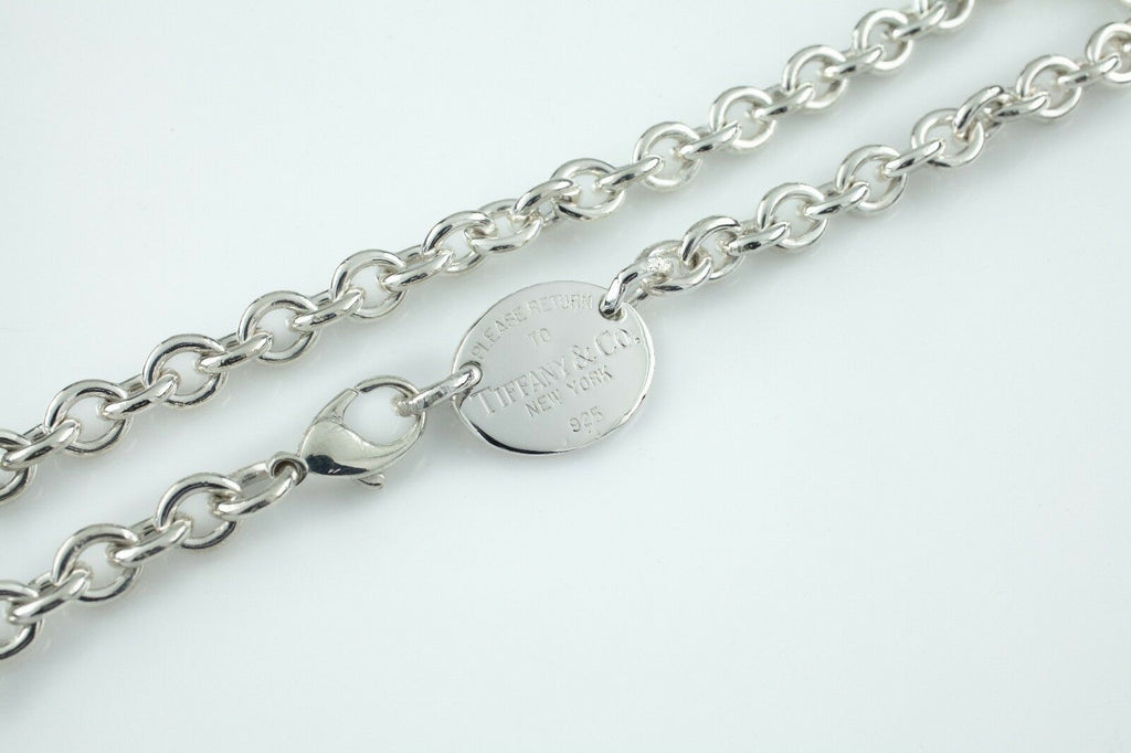 Tiffany & Co. Sterling Silver "Return to" Oval Charm Necklace w/ Lobster Clasp