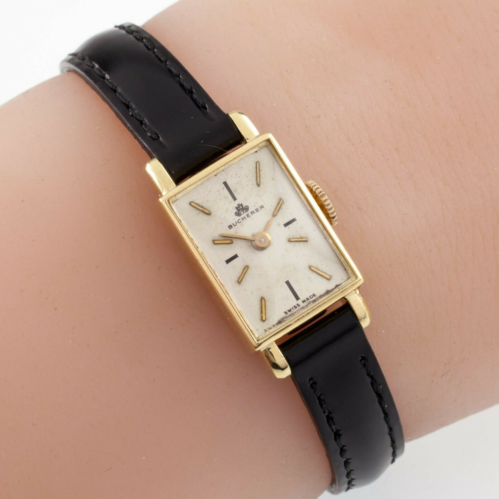 Bucherer 18k Yellow Gold Women's Hand-Winding Watch w/ Leather Band