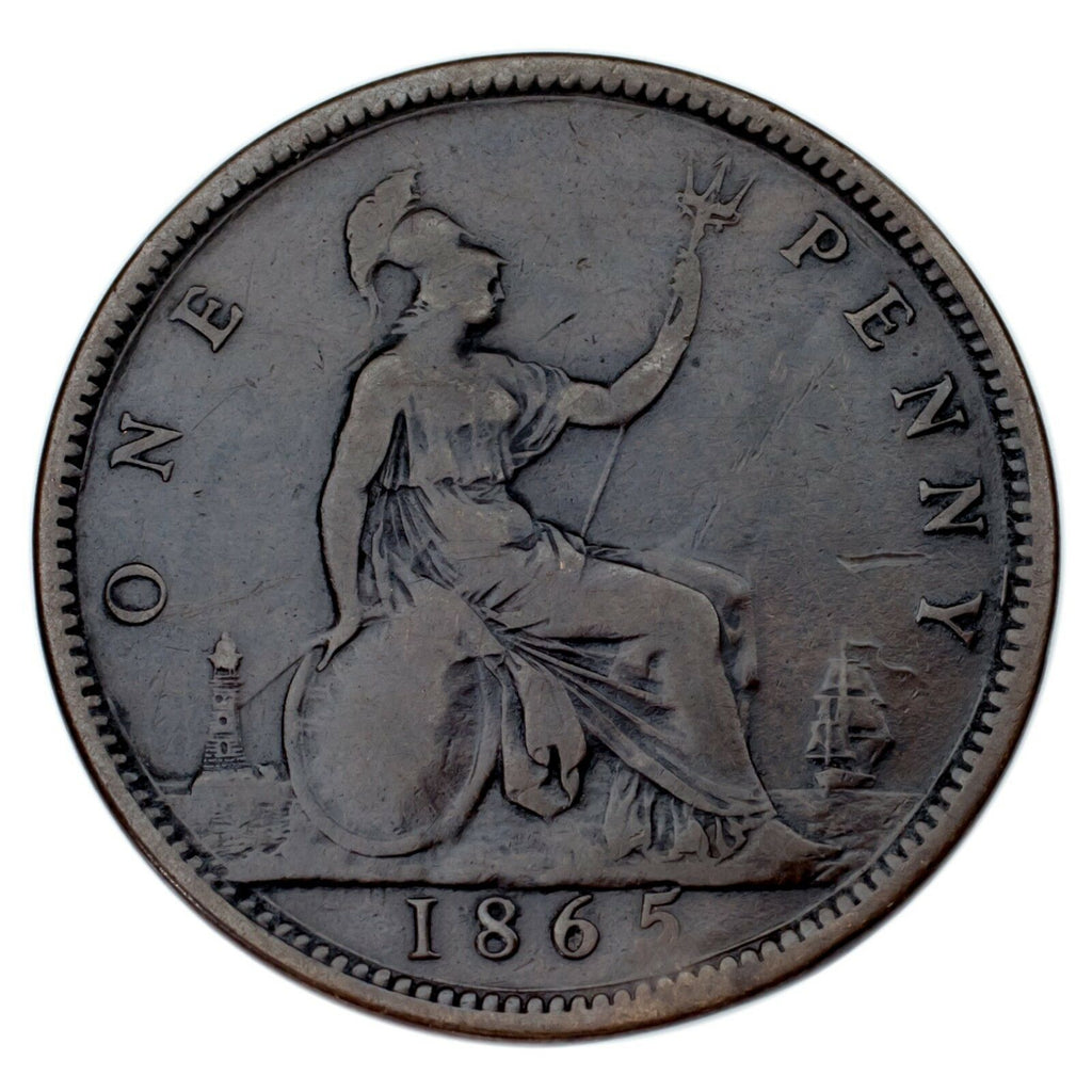 1865 Great Britain Penny VF Condition KM #794.2 Rim Bump on Rx