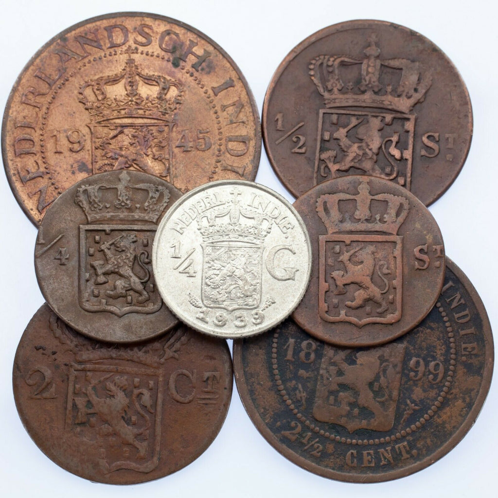 Netherlands East Indies 7-Coin Set // Stuvier, Cents, Gulden