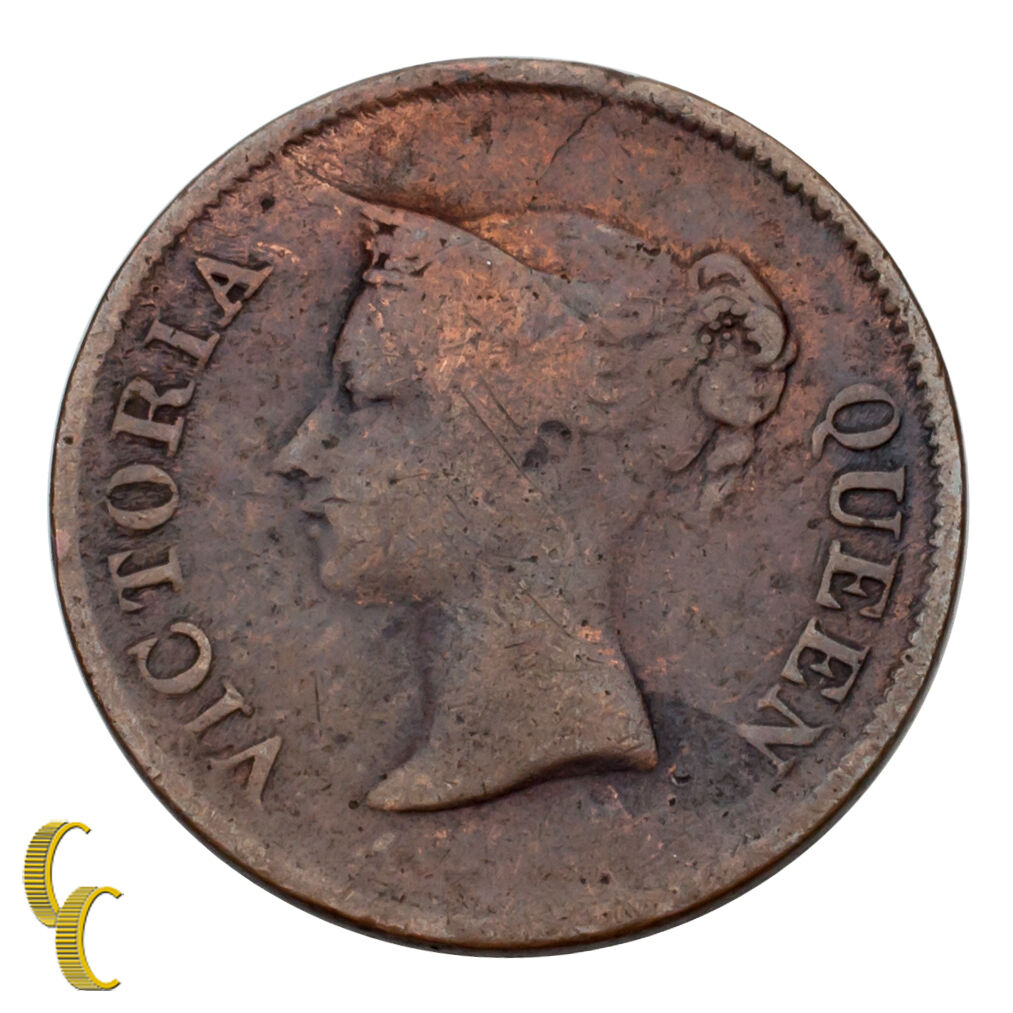 1845 Straits Settlement East India Company (1826 - 1858) 1/4 Cent KM #1 VG Cond.