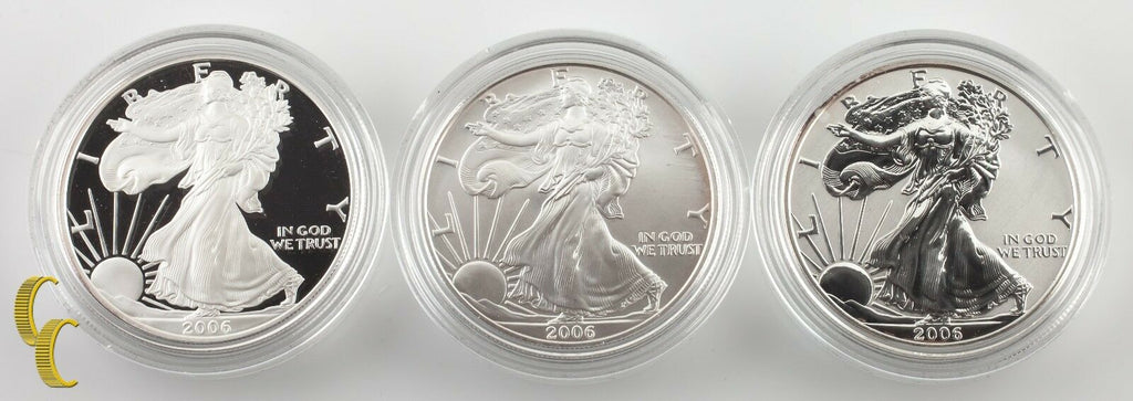 2006 Silver American Eagle 20th Anniversary 3-Coin Set w/ Box & CoA